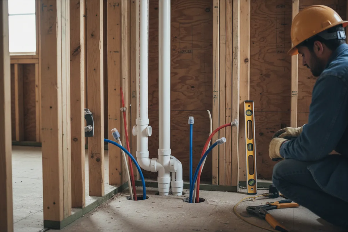 Drain and supply rough-in during Leak Detection in Edinboro