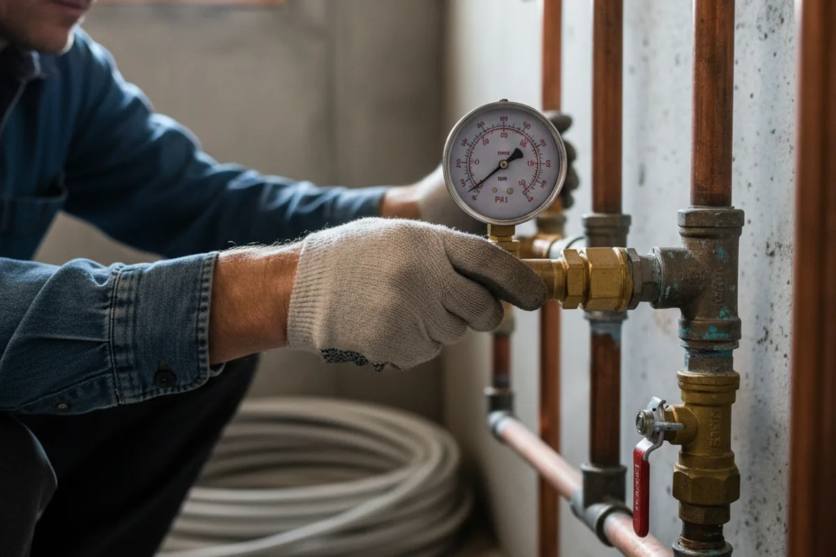 Pressure testing a repaired line during Water Line Repair in Edinboro